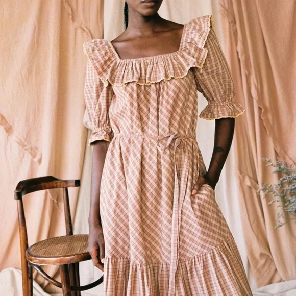 NEW NWT Christy Dawn The Maggie Dress Chestnut Plaid - Picture 1 of 9